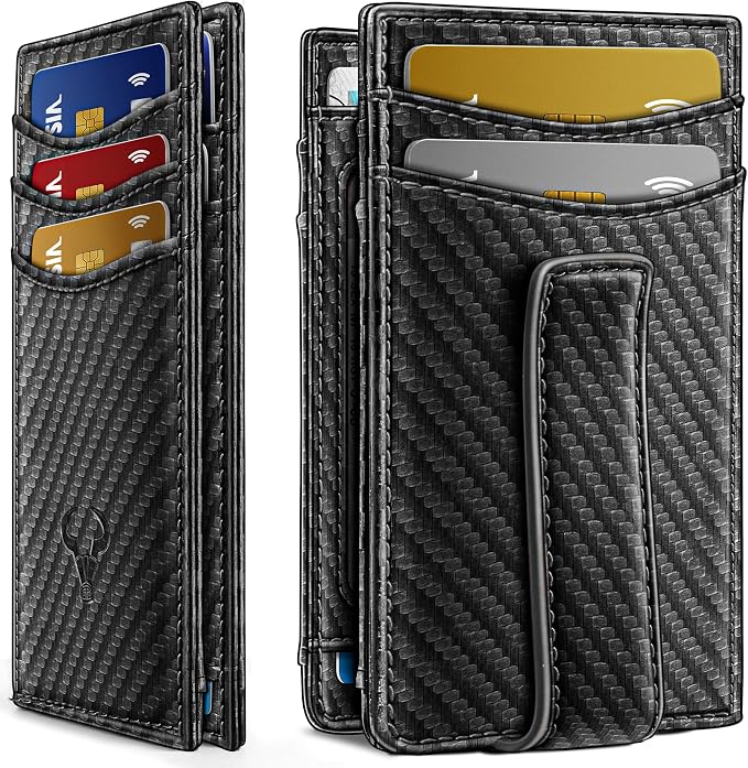 BULLIANT Magnetic Closure Slim Wallet-Genuine Leather Front Pocket Wallet for Men,RFID Blocking,Holds 12 Cards and Money Clip