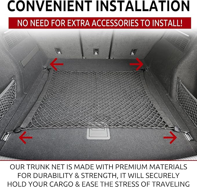 Floor Style Automotive Elastic Trunk Mesh Cargo Net for Audi Q5 Premium Prestige 2018-2025 - Premium Trunk Organizers and Storage - Luggage Net for SUV- Best Car Organizer for Audi Q 5
