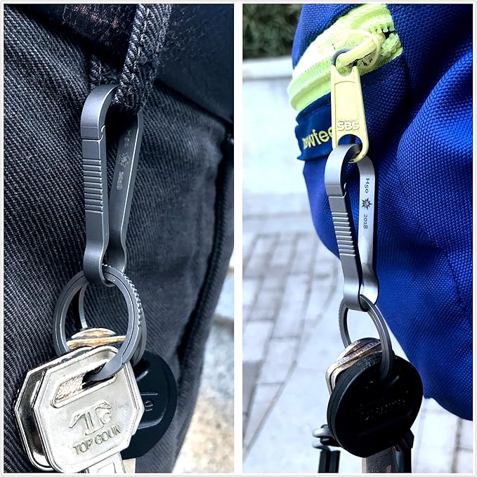 BANG TI Titanium Quick Release Keychain Clip and Side Pushing Key Rings Kit