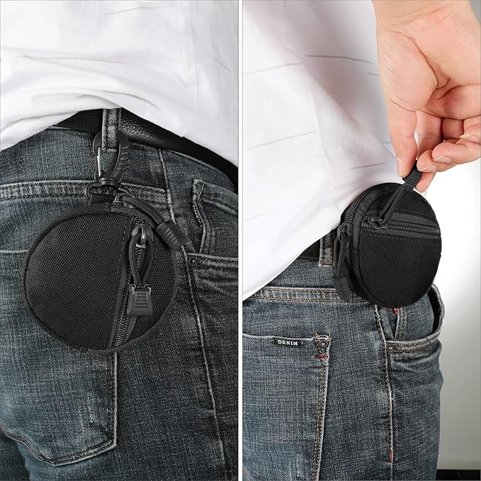 FRTKK 2 Pack Tactical Compact EDC Pouches Military Molle Utility Pouch Accessories Organizer Pouch Coin Purse Keychain Pocket Credit Card Holder Waist Pack