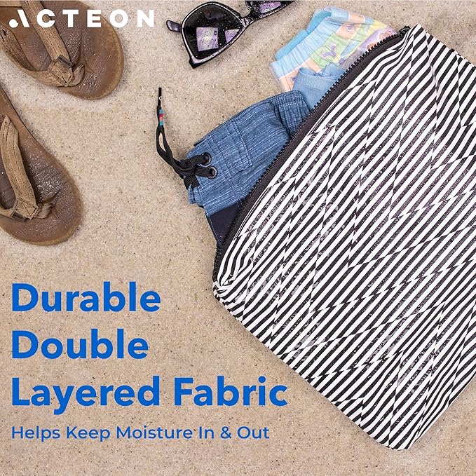 Acteon Wet Dry Bag, Large Travel Water-Resistant Swimsuit & Clothes Organizer, Foldable Pocket Sized Pool, Beach & Gym Bags, Fit for Bikini, Swim Workout Shoes & Towels, Toiletries, Dirty Laundry