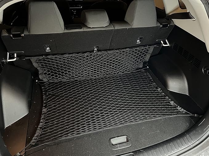 Rear Envelope + Floor Style Elastic Trunk Mesh Cargo Net for Kia Seltos S LX EX SX 2021-2025 - Premium Trunk Organizer and Storage - Luggage Net for Crossover - Best Car Organizer for Kia Seltos