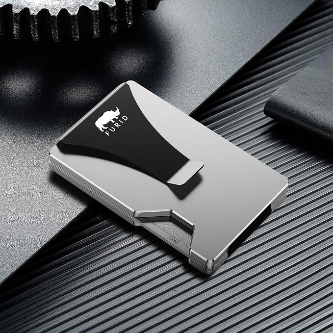 furid Minimalist Card Wallet for Men Slim: Rfid Metal Wallet with Money Clip Credit Card Holder - Gift for Man Husband at Brithday Stocking Stuffers