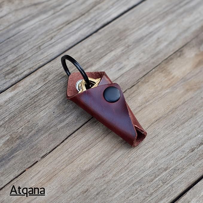 Leather Key Wrap Cover (Premium Leather) - Key Organizer | Motorcycle Keychain Wrap (Extra Dark Brown)