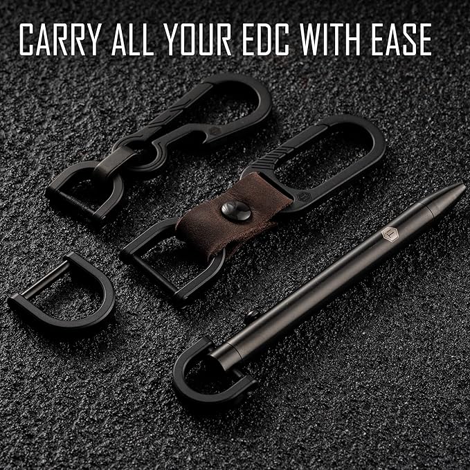 KeyUnity KA17 Titanium D Ring Key Shackle, U Shape Key Ring Horseshoe Clasp for Car Fob, DIY Leather Key Organizer Keychain