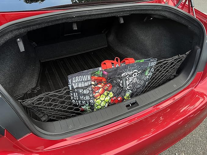 Envelope Style Elastic Trunk Mesh Cargo Net for Infiniti Q50 Luxe, Sensory 2014-2025 - Premium Trunk Organizers and Storage - Luggage Net for Sedan - Best Car Organizer for Infiniti Q 50 Hybrid