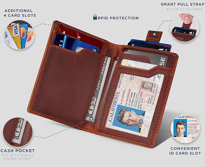 SERMAN BRANDS - Wallets for Men Slim Mens leather RFID Blocking Minimalist Card Front Pocket Bifold Travel Thin