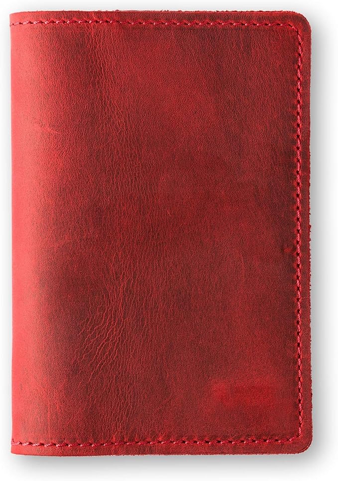PEGAI Personalized Leather Passport Holder Cover Wallet Travel Essentials | 100% Soft Touch Rustic Travel Wallet Case, International Travel Must Haves | DeKalb (Rose Red)
