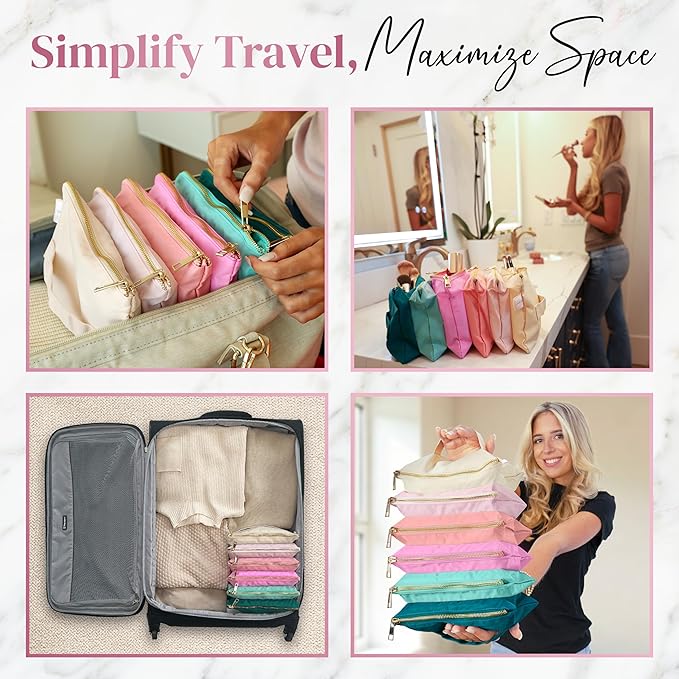 BOBBIE Accordion Travel Makeup Bag, Large Capacity Cosmetic Bags for Women, Durable & Compact Make up Organizer, Lightweight & Portable Zipper Pouch, Water-Resistant Toiletry Bag with 6 Compartments