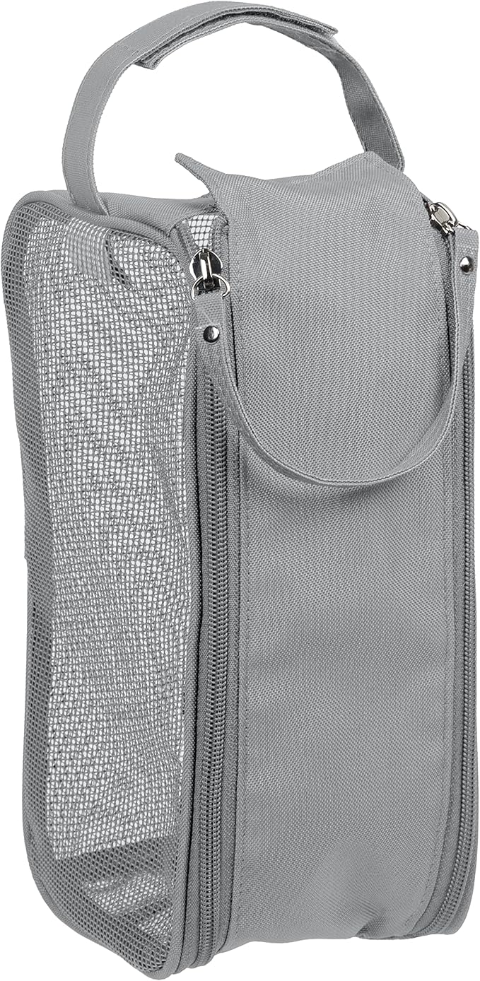Simplify Hanging Mesh Toiletry Bag | Travel Organizer | Perfect for Dorm | Gym | Back to School | Shampoo | Shower Accessories | Grey