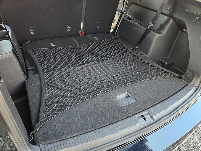 Floor Style Automotive Elastic Trunk Mesh Cargo Net for Volkswagen Atlas 2018-2025 - Premium Trunk Organizers and Storage - Luggage Net for Crossover - Best Car Organizer for Volkswagen Atlas