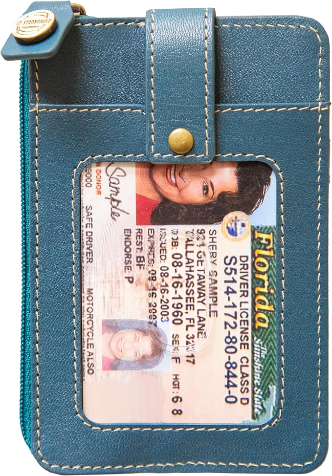 ID Stronghold RFID Blocking Front Pocket Wallet – Slim Minimalist Genuine Leather Wallet with Zipper Coin Pocket (Mega Blue)