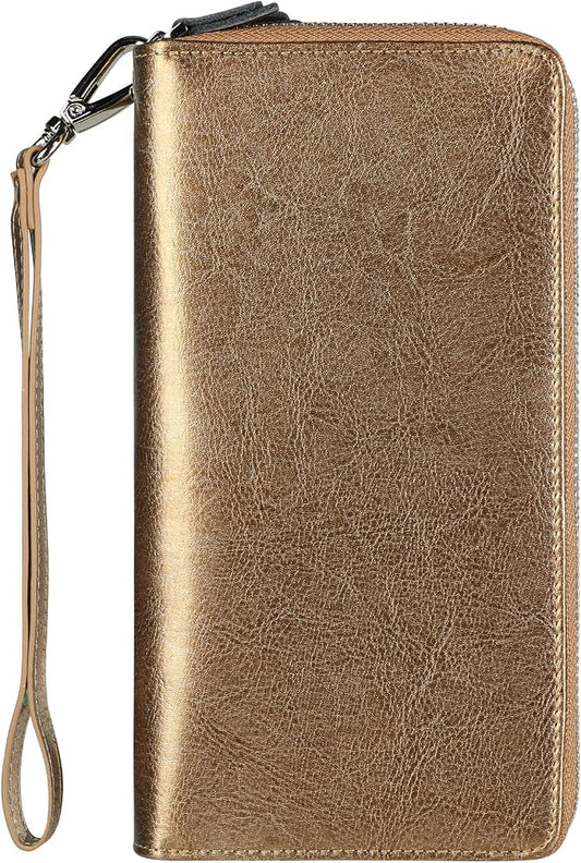 Lavemi Small Compact Women Wallet RFID Blocking Genuine Leather Bifold Purse with ID Windows