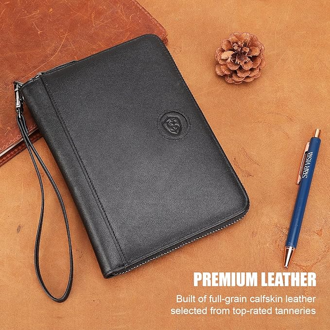 STAR VISTA Lorenzo Full Grain Leather Family Passport Wallet for 4, Large Travel Document Organizer for Exquisite Voyagers, Multi-Currency Compartments, RFID Blocking, AirTag Track, Black