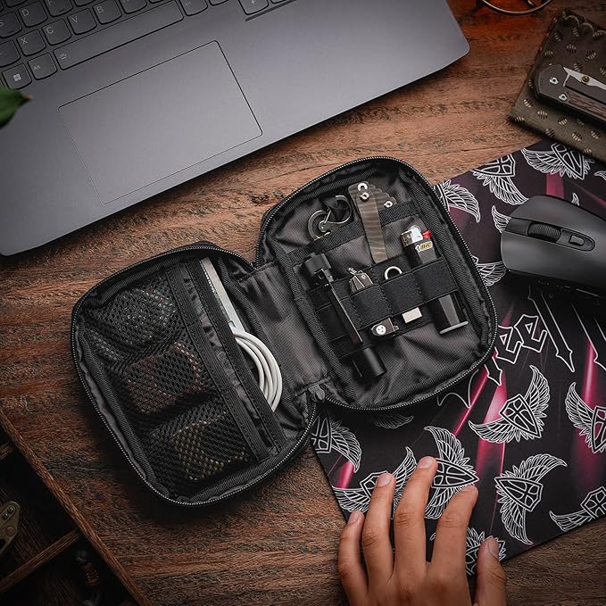 TACTICAL GEEK EDC Compact Waist Pocket Pouch, Men EDC Pouch Organizer, Multi-Purpose Molle Tool Pouch for Multitools, Utility Tool Organizer Bag for Daily Essentials Carry (Block E3.0-BK)