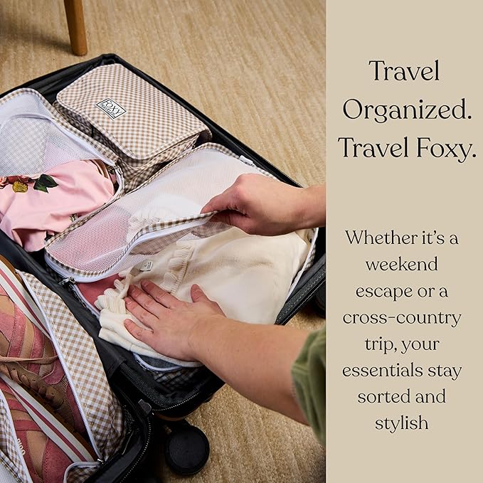 Packing Cubes Set – Cute Packing Cubes for Travel, Luggage Organizer Bags for Suitcase, For Kids & Family, Floral, Neutral & Aesthetic Travel Organizer Set -Black