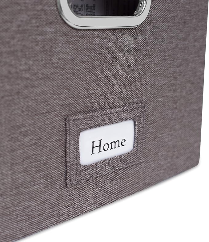 Internet's Best Collapsible File Storage Organizer with Lid - Decorative Linen Filing & Storage Office Box – Hanging Letter/Legal Folder – Home Office Bins Cabinet – Grey Container - 2 Pack