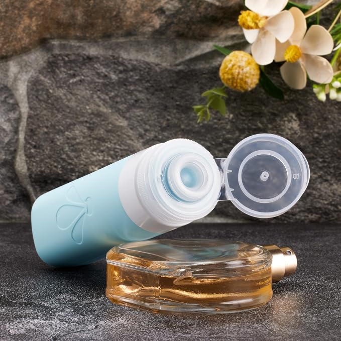 INSFIT travel bottles for toiletries 8 Pack, Leak proof Travel Size Toiletries Containers with toiletry bag, Squeezable Silicone Bottles & Cream Jars, Travel Essentials BPA-Free kit for Shampoo