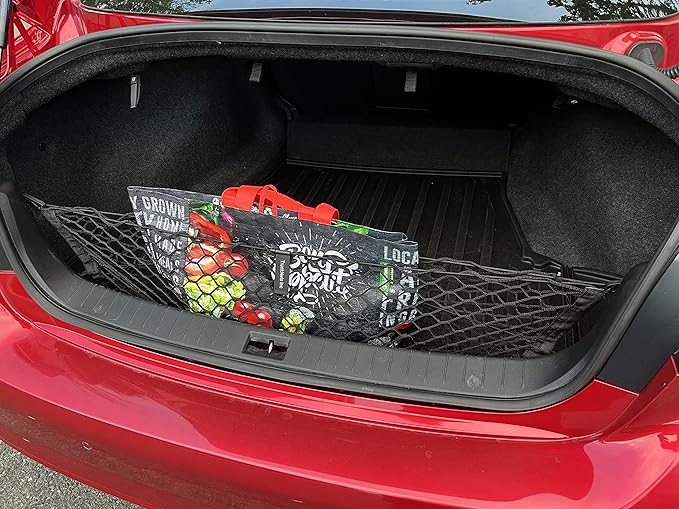 Envelope Style Elastic Trunk Mesh Cargo Net for Infiniti Q50 Luxe, Sensory 2014-2025 - Premium Trunk Organizers and Storage - Luggage Net for Sedan - Best Car Organizer for Infiniti Q 50 Hybrid