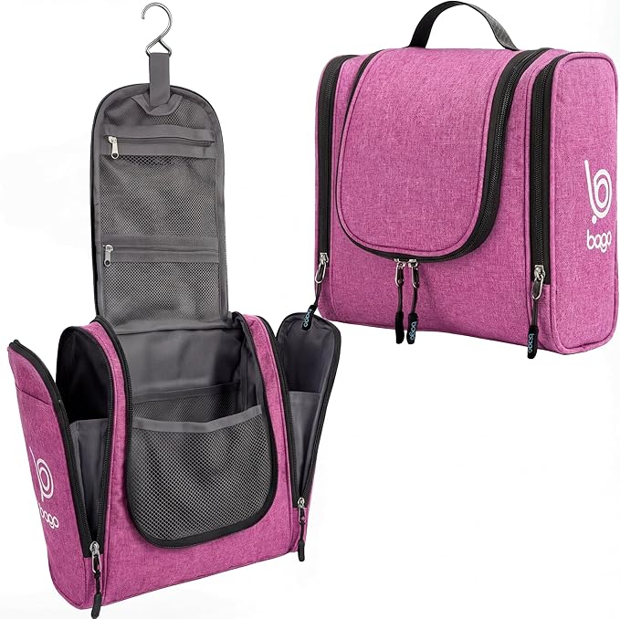 Bago Travel Toiletry Bag for Women and Men X-Large Waterproof Hanging Large Toiletry Bag for Bathroom and Travel Bag for Toiletries Organizer - Makeup Bag (SnowPink)
