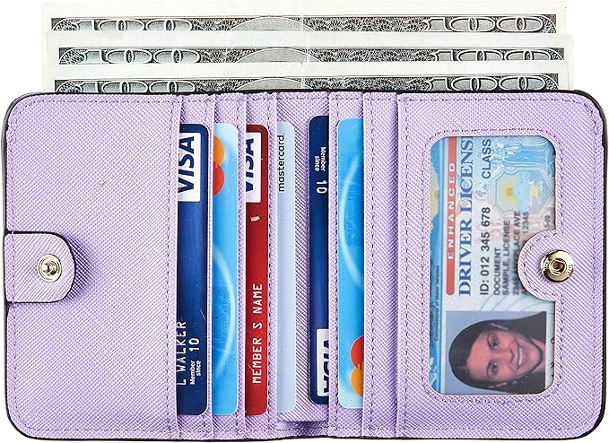 Toughergun Women’s Small Slim Leather Wallet with RFID Protection, Compact Bifold Mini Purse with Clear ID Window