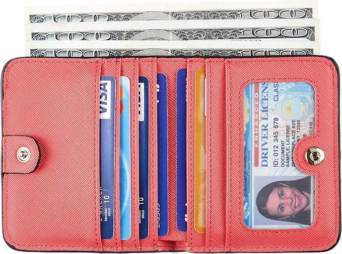 Toughergun Women’s Small Slim Leather Wallet with RFID Protection, Compact Bifold Mini Purse with Clear ID Window