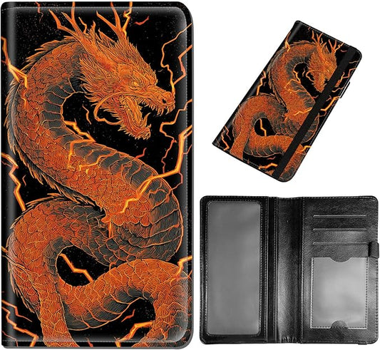 DEGDFSGR Checkbook Cover PU Leather Checkbook Covers for Women for Duplicate Checks, Check Book Covers with RFID Blocking Function for Personal Checkbook, Chinese Lightning Dragon