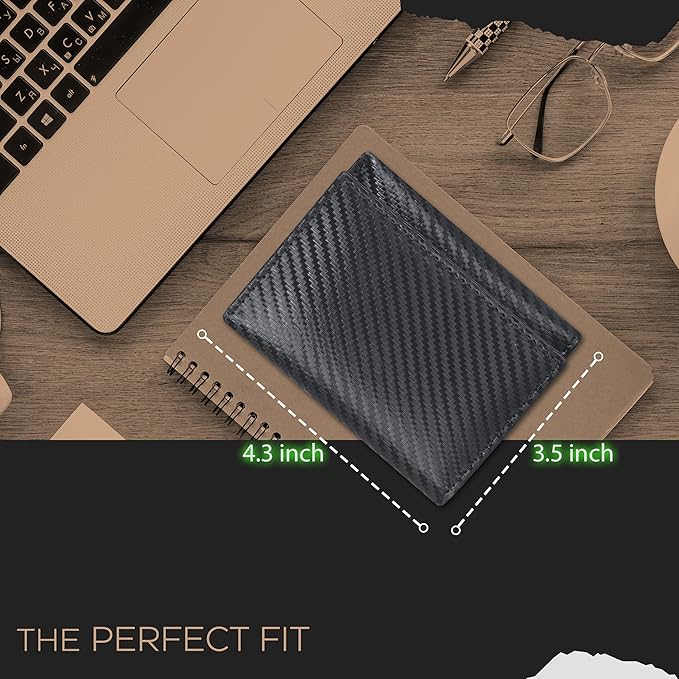 Real Leather Mens Trifold Wallet RFID Blocking Slim Minimalist Front Pocket - Thin & Stylish with ID Window in Gift Box