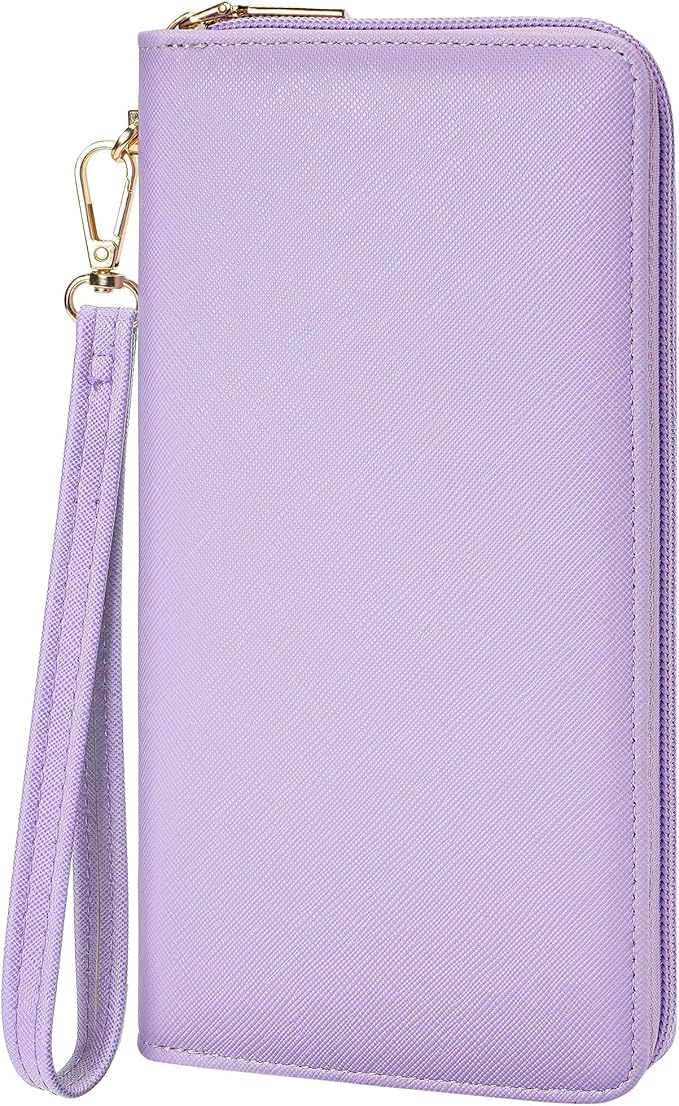 Chelmon Women's Vegan Leather Clutch Wallet with Zip, Hand Strap, Large Capacity