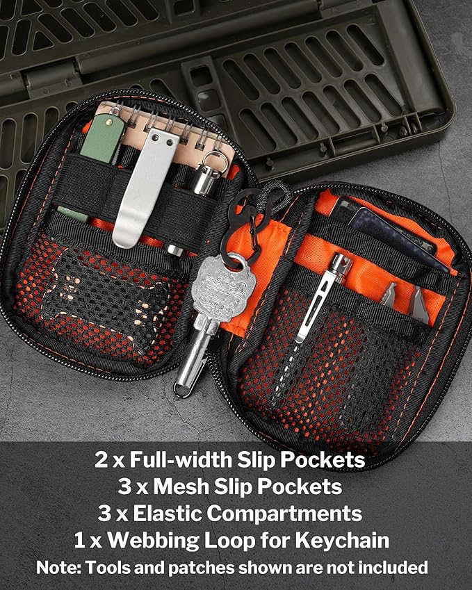 VIPERADE VE31 Small EDC Pouch, Men's Pocket Organizer, Small EDC Organizer Multitool Pouch for Camping/Hiking/Bushcraft (Orange)
