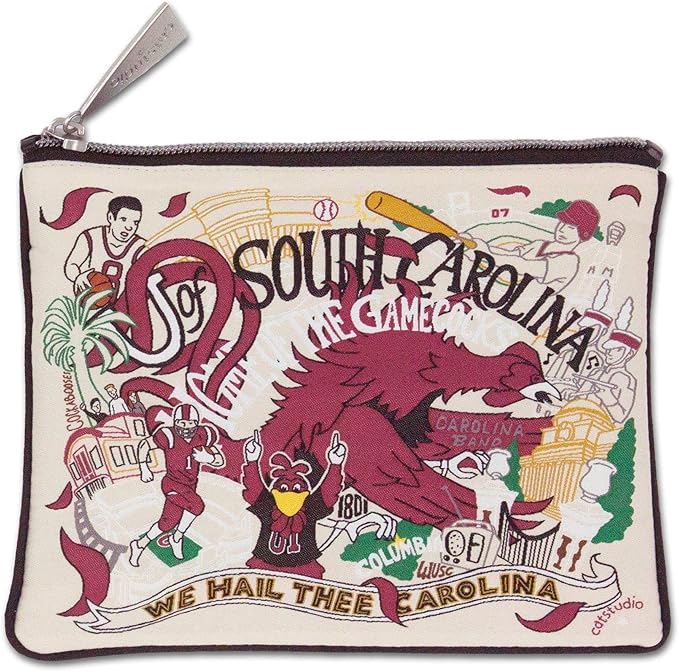Catstudio Collegiate Zipper Pouch, University of South Carolina Travel Toiletry Bag, Ideal Gift for Alumni, Makeup Bag, Dog Treat Pouch, or Travel Purse