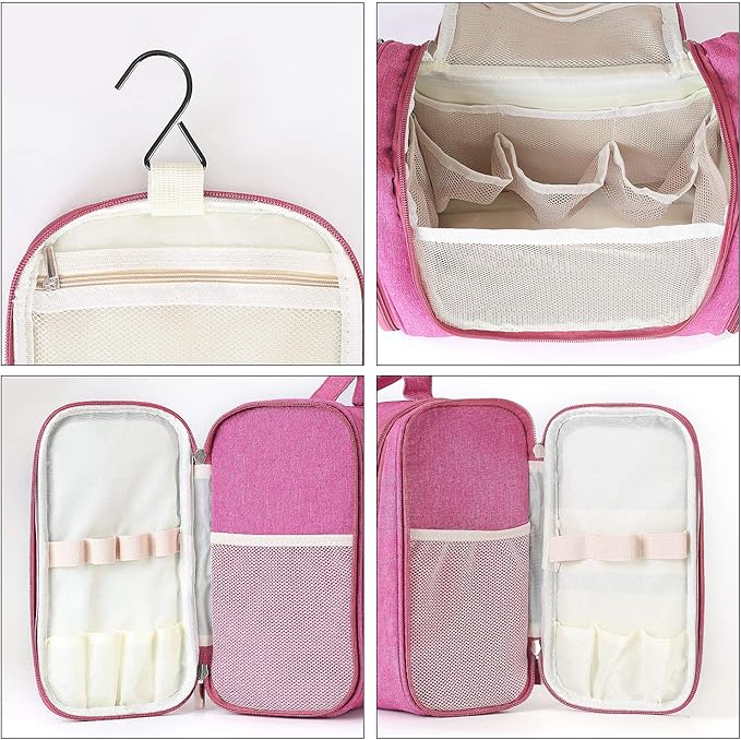 Freegrace Extra Large Hanging Toiletry Bag for Men and Women - Water-Resistant Nylon Travel Bathroom Organizer for Cosmetics, Makeup, and Toiletries