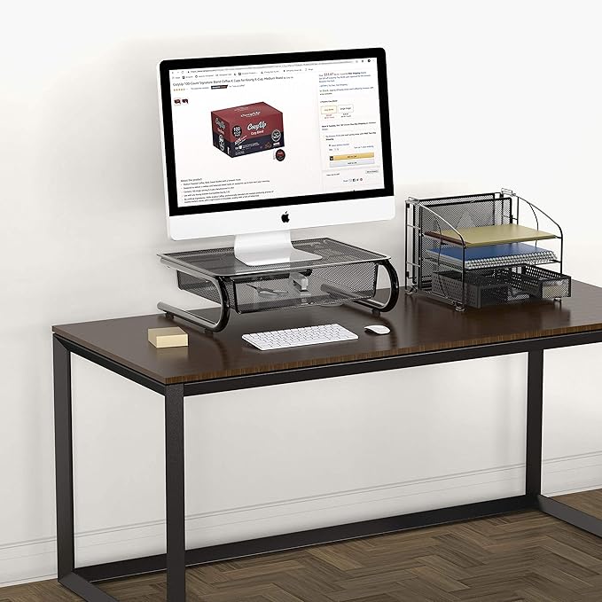 Simple Houseware Mesh Monitor Riser with Drawer, Black