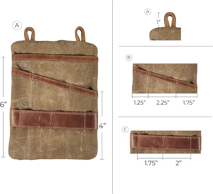 Hide & Drink, Multi-Tool Pocket Pouch XL, Compact Multipurpose EDC Zippered Bag, Mini Camping Tool Case, Knife Holster, Handmade Slim Organizer