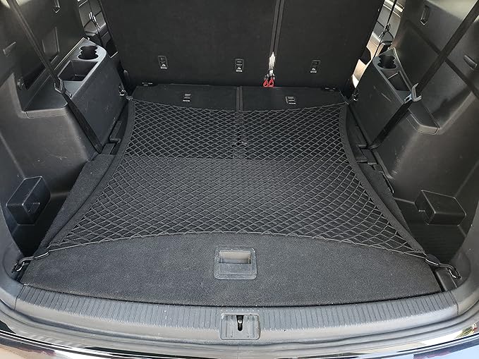 Floor Style Automotive Elastic Trunk Mesh Cargo Net for Volkswagen Atlas 2018-2025 - Premium Trunk Organizers and Storage - Luggage Net for Crossover - Best Car Organizer for Volkswagen Atlas