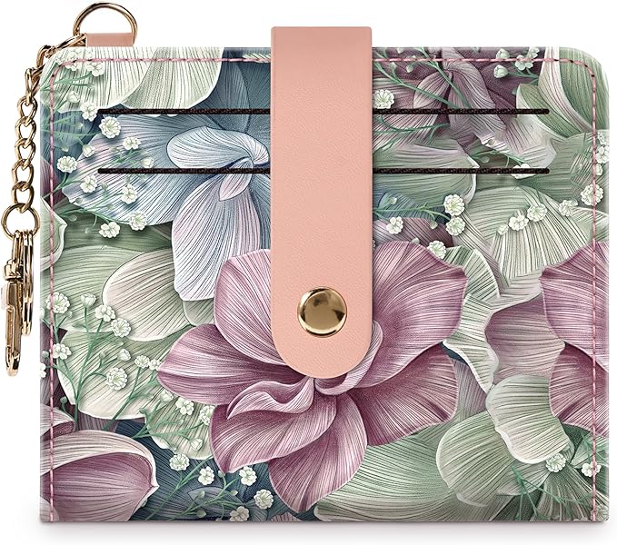 Airkit Small Wallets Woman RFID Blocking Leather Credit Card Holder - with ID Window - Card Wallets for Women - with Zipper Coin Purse - Keychain Wallet