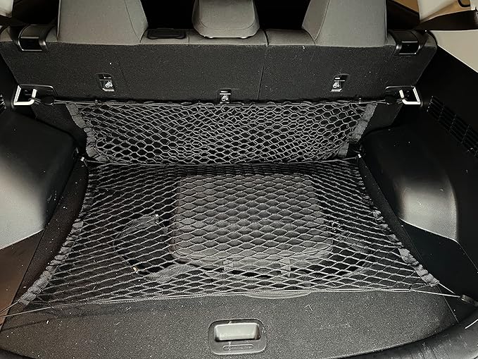 Rear Envelope + Floor Style Elastic Trunk Mesh Cargo Net for Kia Seltos S LX EX SX 2021-2025 - Premium Trunk Organizer and Storage - Luggage Net for Crossover - Best Car Organizer for Kia Seltos