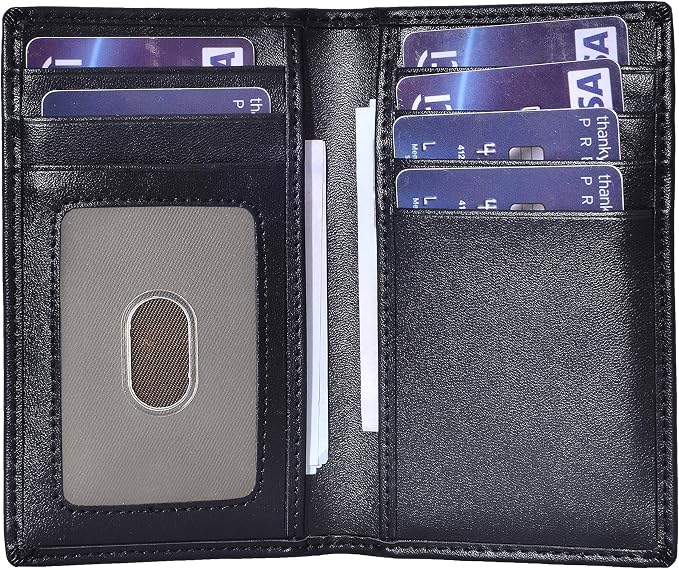 Slim Thin ID/Credit Card Holder RFID Genuine Leather Bifold Front Pocket Wallet