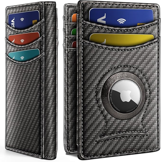 BULLIANT Men Airtag Wallet,Slim Wallet Money Clip Card Holder Magnetic Closure 12 Cards in Front Pocket RFID Blocking