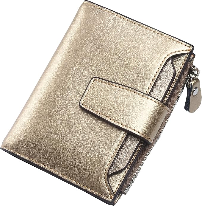 Lavemi Small Compact Women Wallet RFID Blocking Genuine Leather Bifold Purse with ID Windows