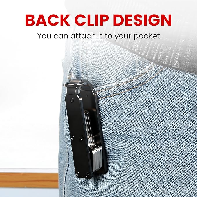 Key Organizer – Minimalist Metal Key Holder for 1-5 Keys, Compact Keychain with Clip, Noiseless & Sleek Design for Men and Women (Black)