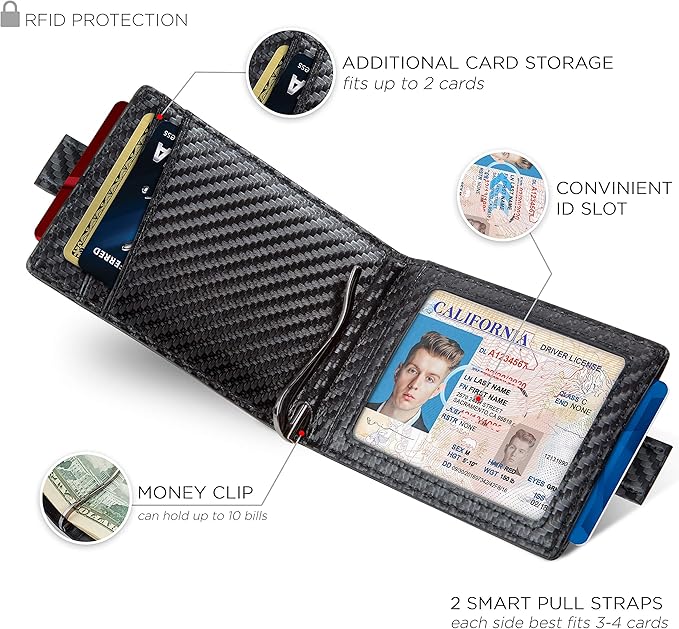 SERMAN BRANDS RFID Blocking Slim Money Clip Wallet – Leather Bifold Front Pocket Minimalist Mens Wallet with Money Clip for Men, Small Credit Card Holder Wallet - Travel Wallet with Gift Box