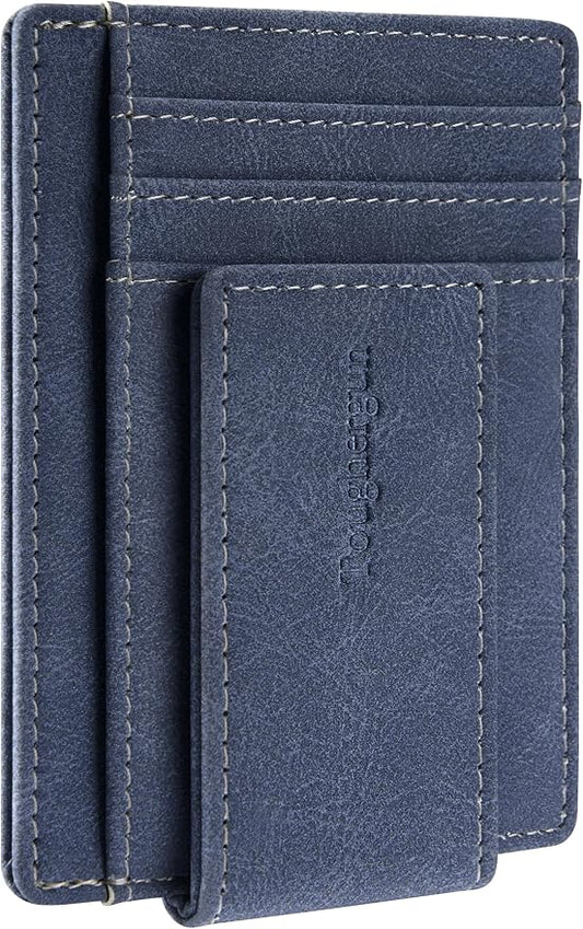 Toughergun Slim Wallet for Men RFID Blocking Money Clip, Minimalist Front Pocket Credit Card Holder, Magnetic Thin Mens Wallets with ID Window