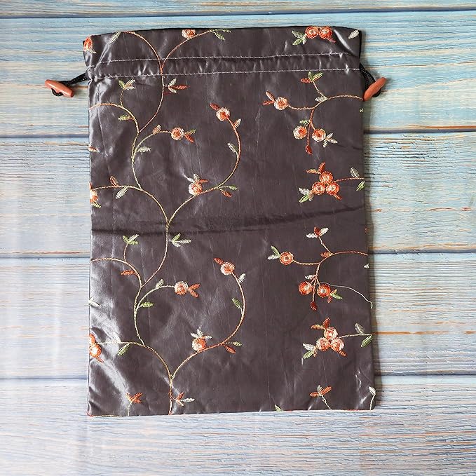 Ouyatoyu 4pcs Embroidered Silk Flower Design Jacquard Travel Bag, Laundry Bags Shoe Bags, Lingerie Bags Underwear Bags for Travel Storage for Men Women Washable Cloth Shoe Bags