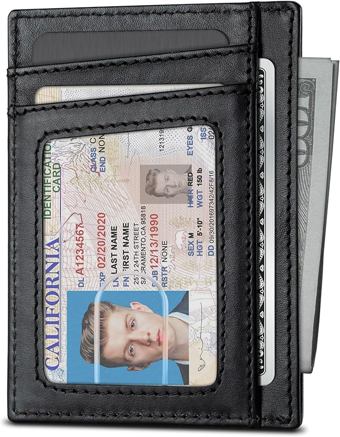 SERMAN BRANDS RFID Blocking Slim Minimalist Mens Front Pocket Wallet. Thin Card Holder. Full Grain Leather Wallets for Men