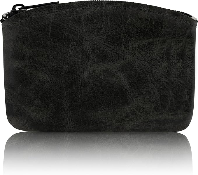 Genuine Leather Large Coin Purse for Women, Change Purse Zipper Wallet For Men Size 5x3 U.S.A. Made By Nabob Leather