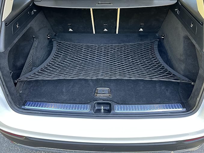 Floor Style Automotive Elastic Trunk Mesh Cargo Net for Mercedes-Benz GLC 2016-2025 - Premium Trunk Organizers and Storage - Luggage Net for SUV- Best Car Organizer for Mercedes-Benz GLC