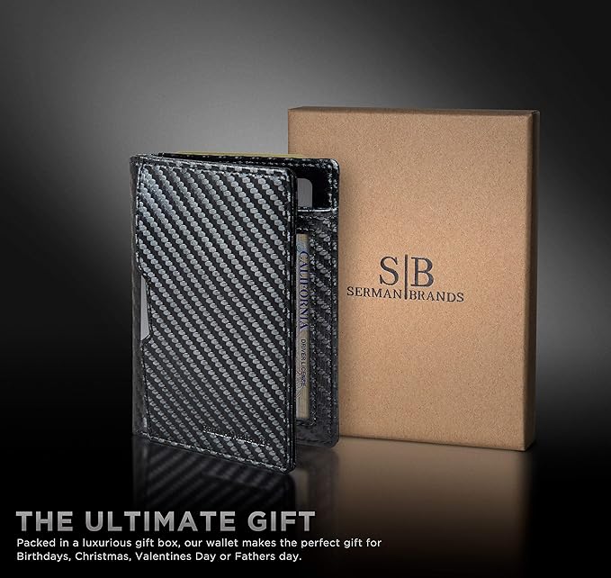 SERMAN BRANDS - Wallets for Men Slim Mens leather RFID Blocking Minimalist Card Front Pocket Bifold Travel Thin