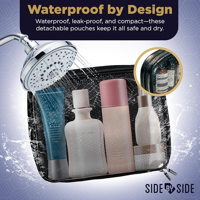 Small Travel Toiletry Bag for Men, Slim Flat Hanging Mens Dopp Kit & Travel Size Shaving Kit Organizer, TSA-Approved Waterproof Compact Toiletries Bag, Leak-Proof Pouches