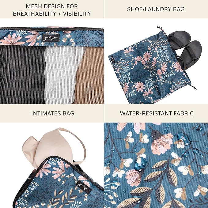 Jadyn Packing Cubes for Travel, 6-Piece Large Packing Cube Organizer Set for Suitcase, Duffel Bag, Luggage, Multiple Sizes Travel Essentials (Navy Floral)